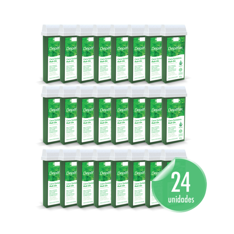 KIT IMG Site Depilflax Cera Depilatoria Roll On Hortela 24 unid
