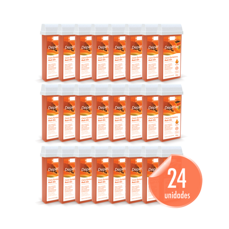 KIT IMG Site Depilflax Cera Depilatoria Roll On Mamao 24 unid