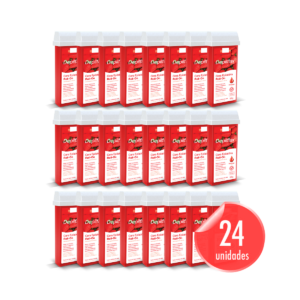 Combo com 24 Cera Refil Roll On Depilflax Morango de 100g