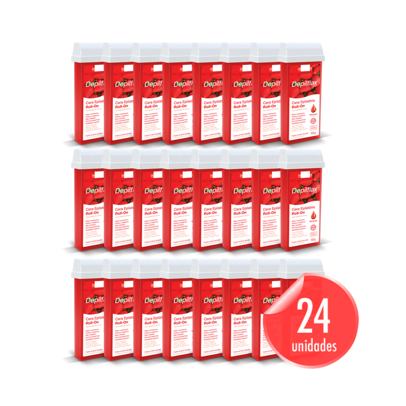 KIT IMG Site Depilflax Cera Depilatoria Roll On Morango 24 unid 1