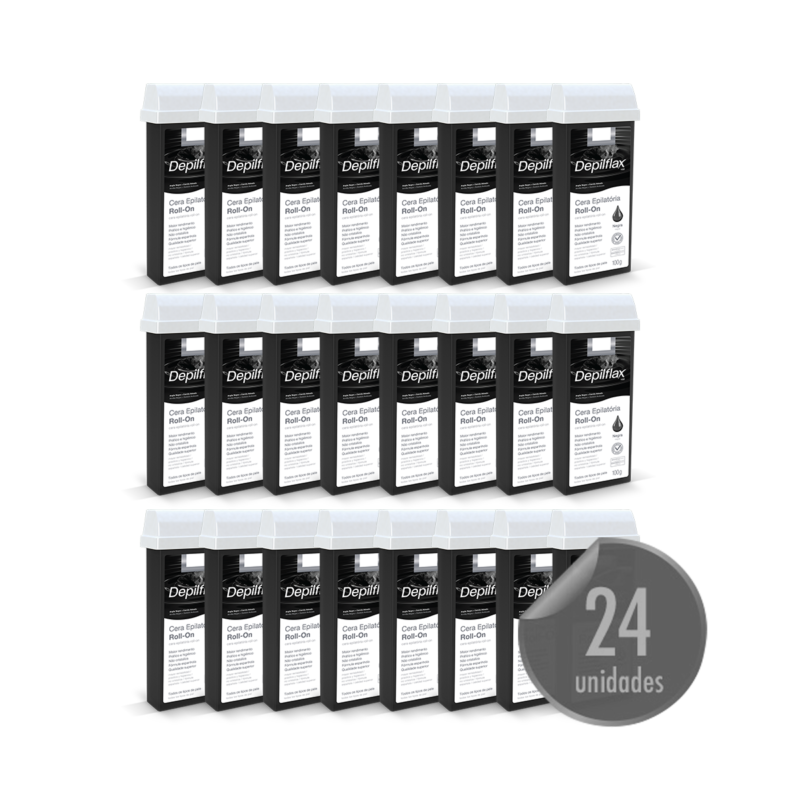 KIT IMG Site Depilflax Cera Depilatoria Roll On Negra 24 unid
