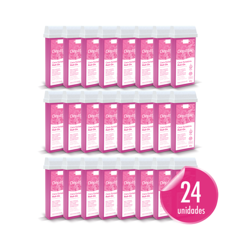 KIT IMG Site Depilflax Cera Depilatoria Roll On Rosa 24 unid